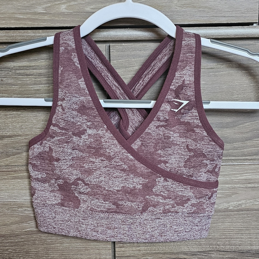 Gymshark Adapt Camo Sports Bra, Size Small